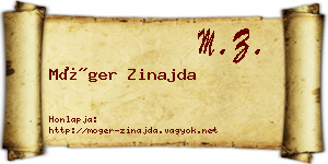 Móger Zinajda névjegykártya